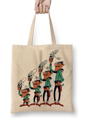 Baskı Dükkanı Çizgi Film Daltonlar Bez Çanta Uzun Saplı