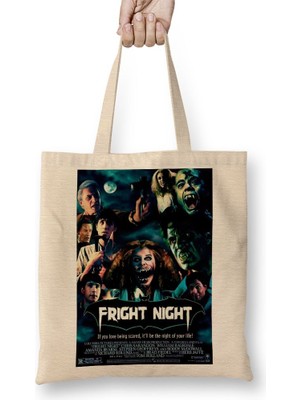 Baskı Dükkanı Fright Night Bez Çanta Uzun Saplı