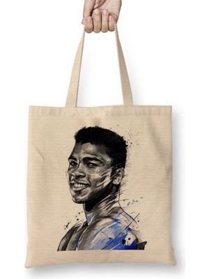 Baskı Dükkanı Muhammed Ali Boks Bez Çanta Uzun Saplı 01