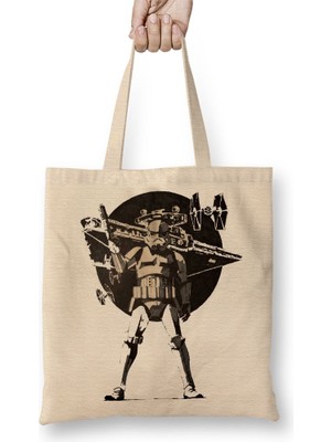 Baskı Dükkanı Darth Vader I'm Ready Bez Çanta Uzun Saplı