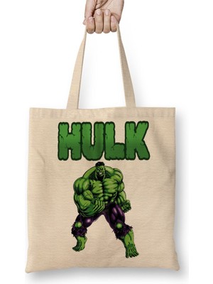 Baskı Dükkanı Hulk Yeşil Dev Bez Çanta Uzun Saplı