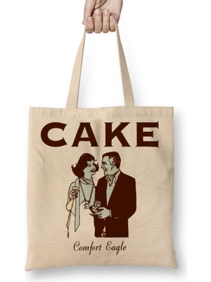 Baskı Dükkanı Cake Comfort Eagle Bez Çanta Uzun Saplı