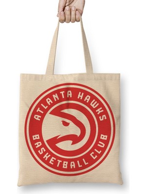 Baskı Dükkanı Basketbol Takımı Atlanta Hawks Bez Çanta Uzun Saplı