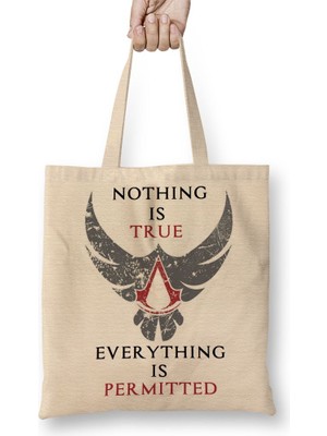 Baskı Dükkanı Assassin Creed Nothing Is True Bez Çanta Uzun Saplı