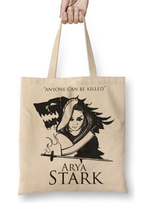 Baskı Dükkanı Arya Stark Bez Çanta Uzun Saplı