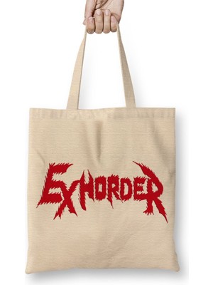 Baskı Dükkanı Exhorder Assassin Demolition Hammer Coroner Rigor Mortis Bez Çanta Uzun Saplı