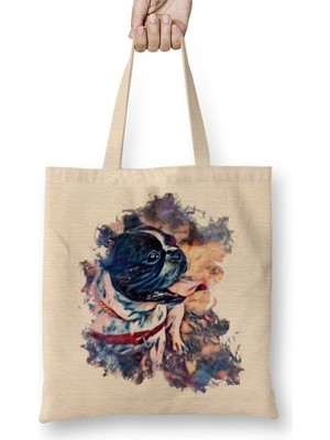 Baskı Dükkanı Frenchie Dog Bez Çanta Uzun Saplı