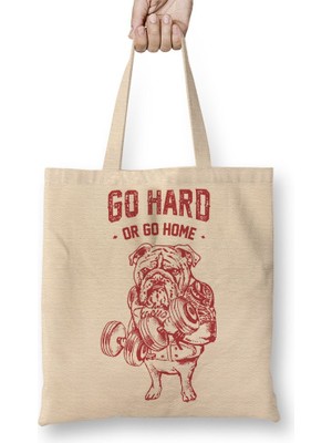 Baskı Dükkanı Pug Bodybuilder Köpek Bez Çanta Uzun Saplı