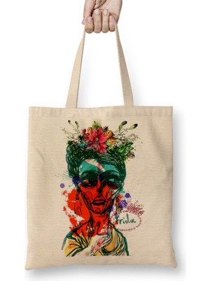 Baskı Dükkanı Frida Kahlo Bez Çanta Uzun Saplı