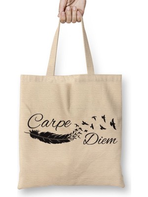 Baskı Dükkanı Carpe Diem Bez Çanta Uzun Saplı
