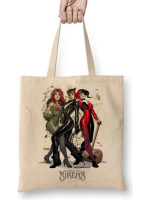 Baskı Dükkanı Gotham City Sirens Bez Çanta Uzun Saplı