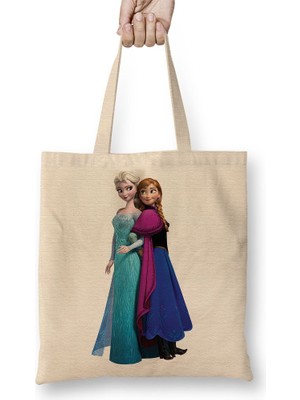 Baskı Dükkanı Elsa Kristoff Rapunzel Anna Frozen Bez Çanta Uzun Saplı