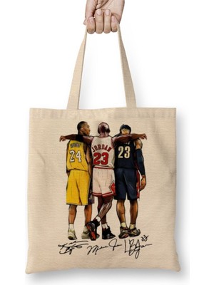 Baskı Dükkanı Lebron James Kobe Bryant Michael Jordan Bez Çanta Uzun Saplı