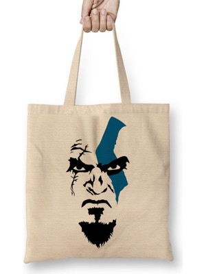 Baskı Dükkanı God Of War Kratos Bez Çanta Uzun Saplı