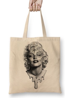 Baskı Dükkanı Marilyn Monroe 01 Bez Çanta Uzun Saplı