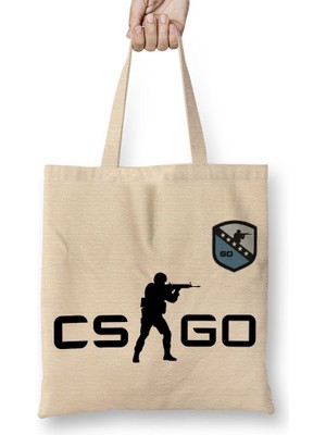 Baskı Dükkanı Counter Strike Uniform Bez Çanta Uzun Saplı