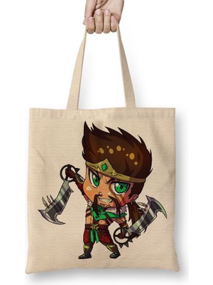 Baskı Dükkanı Chibi Draven By Gamu Chan Bez Çanta Uzun Saplı