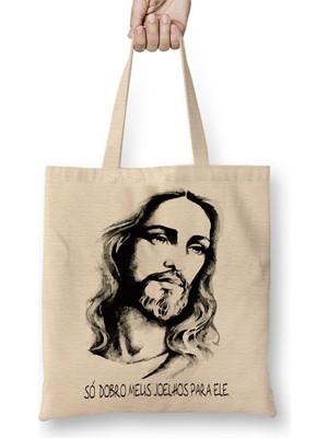 Baskı Dükkanı Jesus Cristo Bez Çanta Uzun Saplı