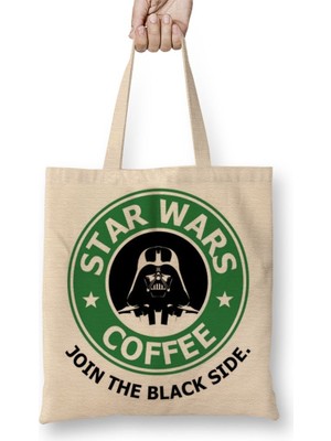Baskı Dükkanı Star Wars Coffee Bez Çanta Uzun Saplı