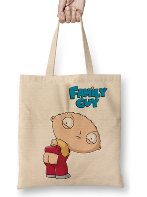 Baskı Dükkanı Family Guy Stewie Bez Çanta Uzun Saplı
