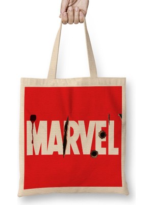 Baskı Dükkanı Marvel 03 Bez Çanta Uzun Saplı