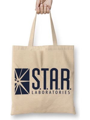 Baskı Dükkanı The Flash Star Lab Bez Çanta Uzun Saplı