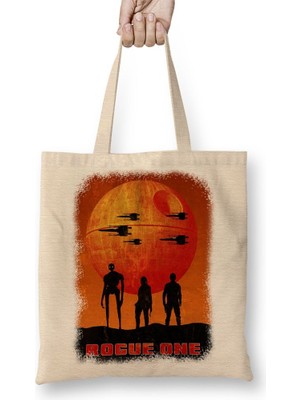 Baskı Dükkanı Star Wars Rogue One Bez Çanta Uzun Saplı