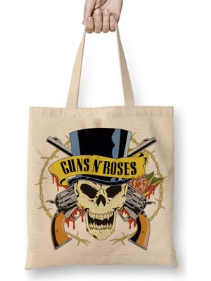 Baskı Dükkanı Guns N' Roses Bez Çanta Uzun Saplı