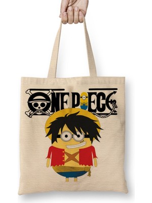 Baskı Dükkanı One Min Piece Bez Çanta Uzun Saplı