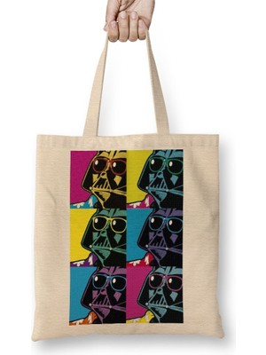 Baskı Dükkanı Star Wars Darth Vader Pop Art Bez Çanta Uzun Saplı