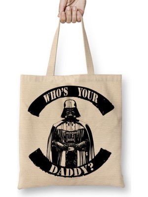 Baskı Dükkanı Darth Vader Daaddy Bez Çanta Uzun Saplı