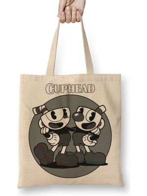 Baskı Dükkanı Cuphead P B Bez Çanta Uzun Saplı