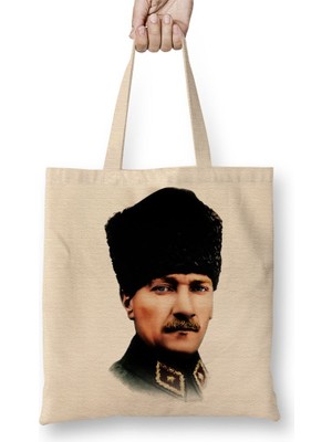 Baskı Dükkanı Mustafa Kemal Atatürk 06 Bez Çanta Uzun Saplı