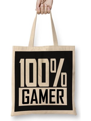 Baskı Dükkanı 100% Gamer Atari Oyun Bez Çanta Uzun Saplı