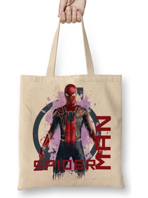 Baskı Dükkanı Avengers Spider Man Bez Çanta Uzun Saplı
