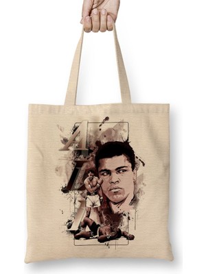 Baskı Dükkanı Muhammed Ali Boks 05 Bez Çanta Uzun Saplı