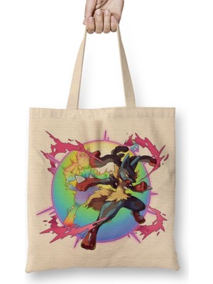 Baskı Dükkanı Pokemon Go Pikachu Raichu Bez Çanta Uzun Saplı