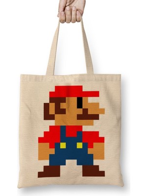 Baskı Dükkanı Süper Mario Nintendo Atari Bez Çanta Uzun Saplı