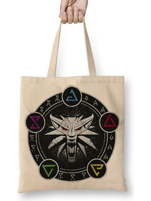 Baskı Dükkanı Sibolos The Witcher Bez Çanta Uzun Saplı