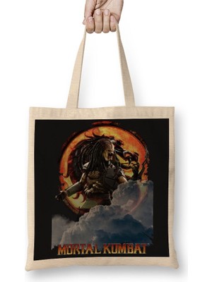 Baskı Dükkanı Mortal Kombat Predator Bez Çanta Uzun Saplı