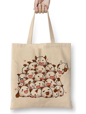 Baskı Dükkanı League Of Legends Cute Poro Bez Çanta Uzun Saplı