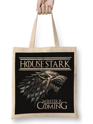 Baskı Dükkanı House Stark Bez Çanta Uzun Saplı
