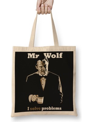 Baskı Dükkanı Mr Wolf I Solve Problems Bez Çanta Uzun Saplı