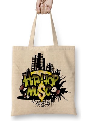 Baskı Dükkanı Hip Hop Müzik Bez Çanta Uzun Saplı