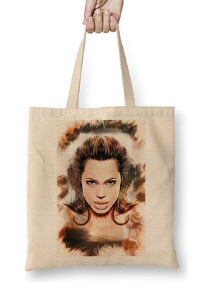 Baskı Dükkanı Angelina Jolie Bez Çanta Uzun Saplı