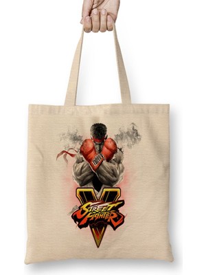 Baskı Dükkanı Street Fighter V Bez Çanta Uzun Saplı