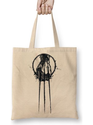 Baskı Dükkanı Wolverine Claw Hand Biçak Bez Çanta Uzun Saplı