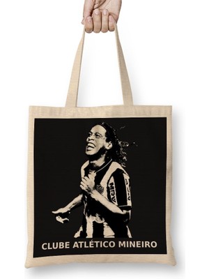 Baskı Dükkanı Ronaldinho No Galo Bez Çanta Uzun Saplı
