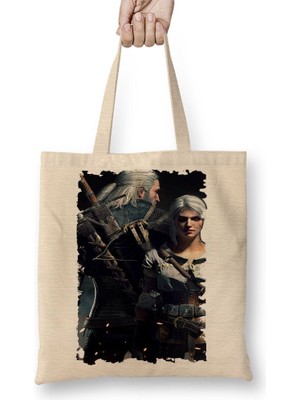 Baskı Dükkanı Ciri E Geralt De Rivia Bez Çanta Uzun Saplı