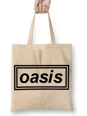 Baskı Dükkanı Oasis Müzik Gurubu Bez Çanta Uzun Saplı